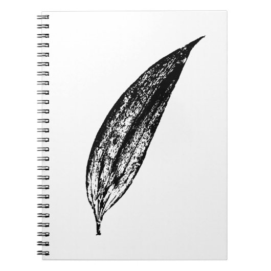 Carnet Impression de feuille de lys blanc noir et blanc (Devant)