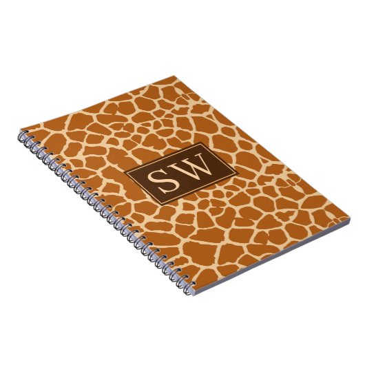 Carnet Impression De Giraffe À La Mode Avec Monogramme Ch (Côté Droit)