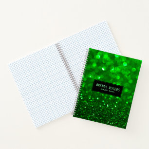 Carnet Impression de paillettes fausses vertes