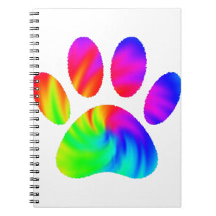 Carnet Impression de patte de chien Tie Dye Graphique