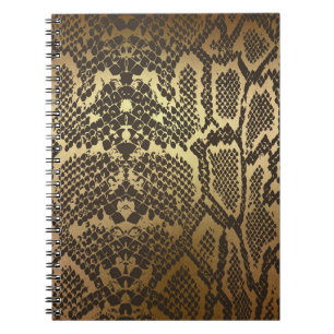 Carnet Impression de peau de serpent Moderne Glam Or