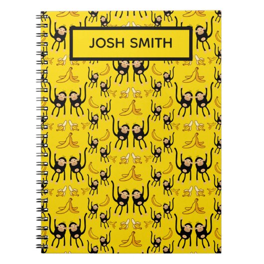 Carnet Impression de singe mignon et de banane (Devant)