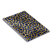 Carnet Impression de taches de léopard Glam or et bleu ro (Côté Droit)