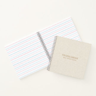 Carnet Impression de texture minimale de lin crème légère
