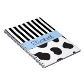Carnet Impression de vache, Grilles, Noir et Blanc, Votre (Côté Droit)