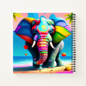 Carnet Impression d'éléphant arc-en-ciel drôle et ludique (Dos)