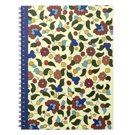 Carnet Impression florale arménienne - bleu marine et (Devant)