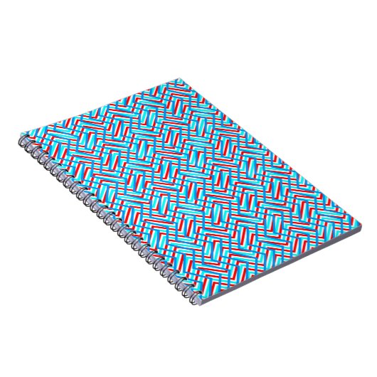 Carnet Impression graphique rouge et bleu rétro (Côté Droit)