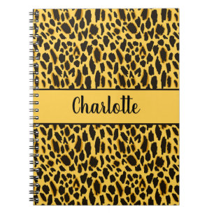 Carnet Impression guépard jaune avec nom personnalisé et