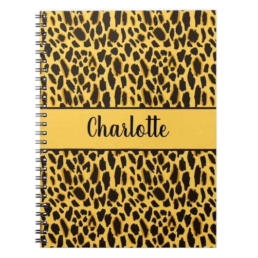 Carnet Impression guépard jaune avec nom personnalisé et  (Devant)