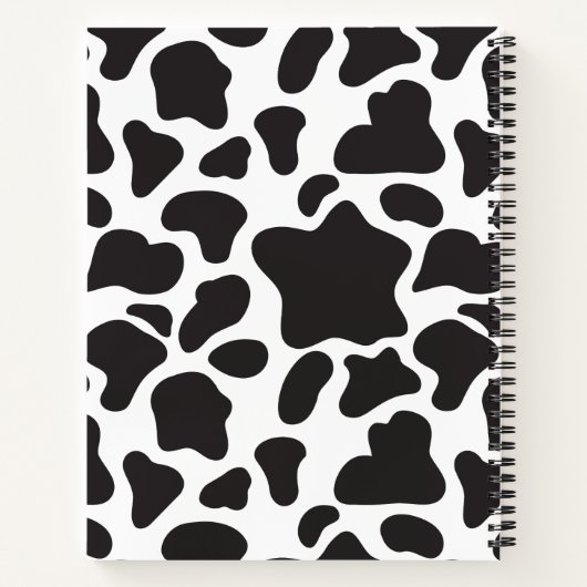 Carnet Impression moderne de vache noire et blanche (Dos)