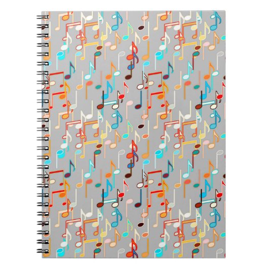 Carnet Impression musicale - Gris moyen, Multi (Devant)