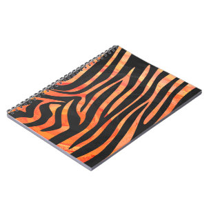 Carnet Impression noire et orange Zebra