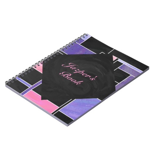 Carnet Impression noire violet mondriaque (Côté gauche)