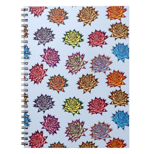 Carnet Impression Rose pointillée, Modèle Floral Moderne (Devant)