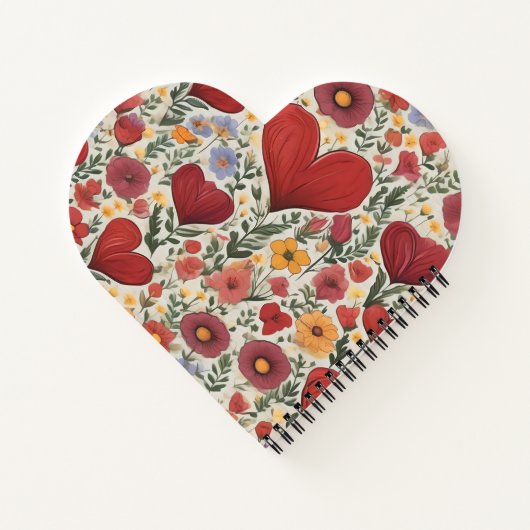 Carnet Impression rouge avec coeur (Dos)