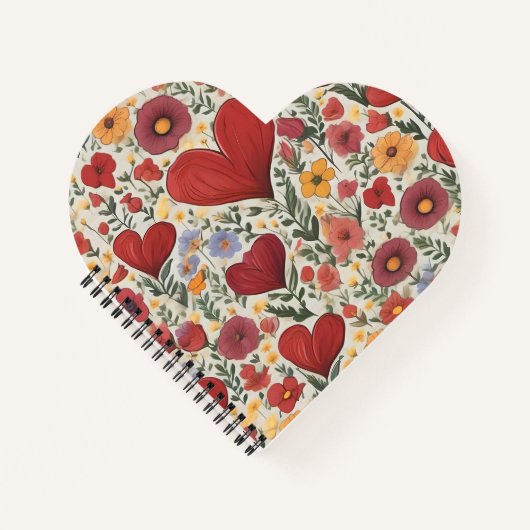 Carnet Impression rouge avec coeur (Devant)