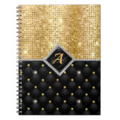 Carnet Impression stylisée Crystal Gold diamant noir mono (Devant)