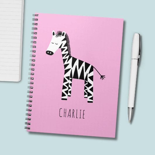 Carnet Impression zèbre rose enfants mignons