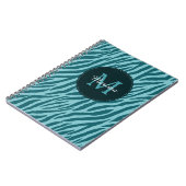 Carnet Impression Zèbre Turquoise avec Monogramme et nom (Côté gauche)