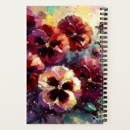 Carnet Impressionistic Maroon Pansies Personalized Recipe (Verso)