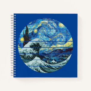 CARNET IMPRESSIONNISME NUIT ÉTOILÉE VAGUE DE KANAGAWA ART