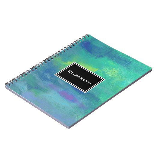 Carnet Impressionniste gai Abstrait en vert et bleu (Côté gauche)