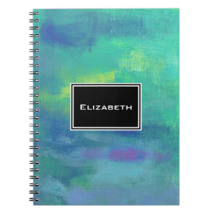 Carnet Impressionniste gai Abstrait en vert et bleu