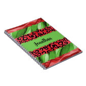 Carnet Imprimé Animal Rouge & Vert Gras Personnalisé (Côté Droit)