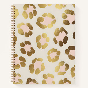 Carnet Imprimé chic léopard doré et rose pastel Animal
