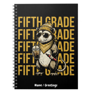Carnet Imprimé d'art rétro grunge amusant de possum de 5e