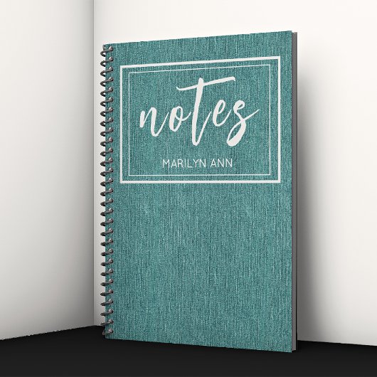 Carnet Imprimé en jean sarcelle tendance spirale classiqu