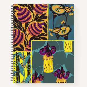 Carnet Imprimé floral violet et sarcelle maximaliste vibr