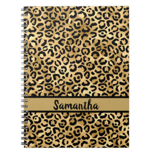 Carnet Imprimé léopard noir et or personnalisé