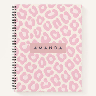 Carnet Imprimé léopard rose pastel personnalisé