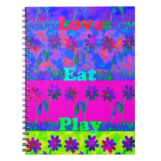 Carnet Imprimer Art Motivational Vibrant "Eat Love & Play (Devant)