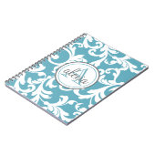 Carnet Imprimer Damas monogrammes bleu océan (Côté gauche)