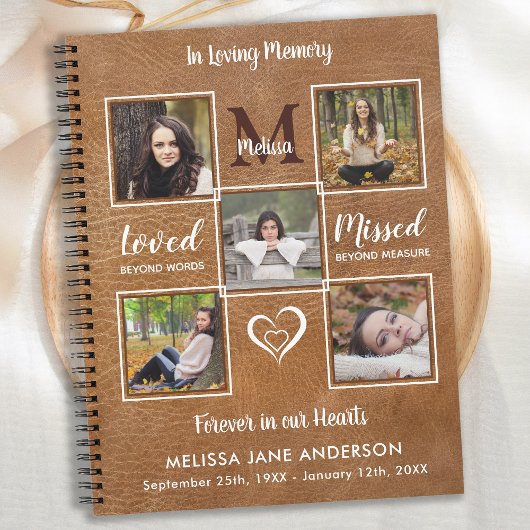 Carnet In Love Memory 5 Photo Leather Funeral Guestbook