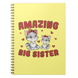 Carnet Incroyable Grande Sœur - Chats Kitty Cœurs Rouges