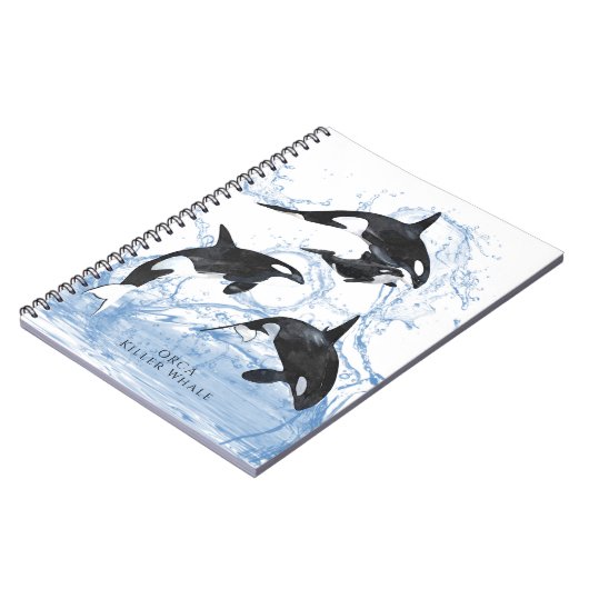 Carnet Incroyable Orques d'aquarelle noire et blanche (Côté gauche)