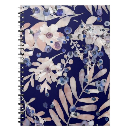 Carnet Indigo de minuit Eucalyptus & Bleuet Botanique (Devant)