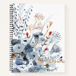 Carnet Indigo & Ochre - Fleurs aquarelles