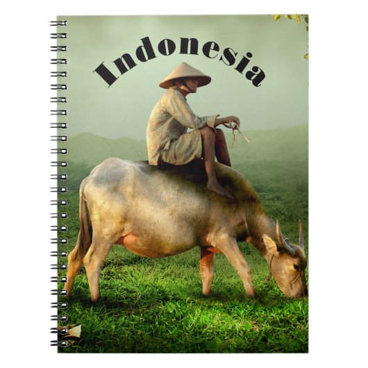 Carnet Indonesia Scenic landscape with Buffalo and Farmer (Devant)