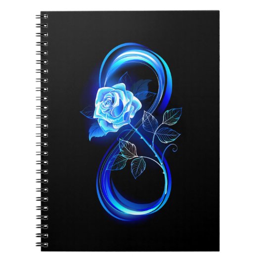 Carnet Infini lumineux avec rose bleue (Devant)