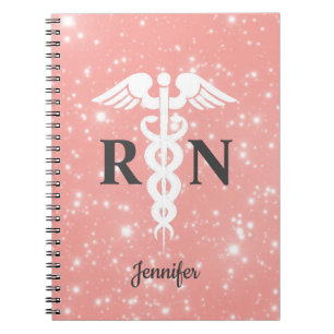 Carnet Infirmière autorisée Caduceus Pink Personnalisé