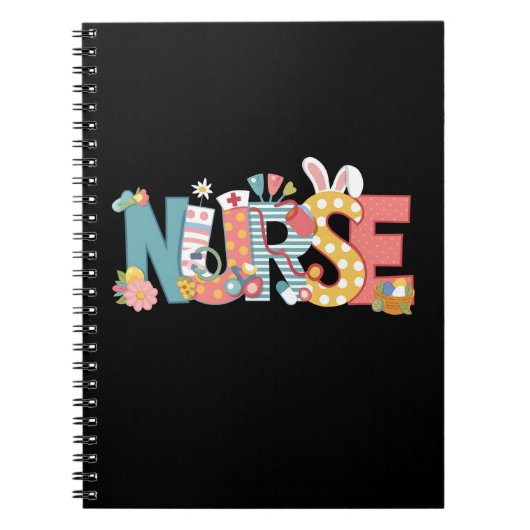 Carnet Infirmière de Pâques Stéthoscope Lapin Œufs (Devant)