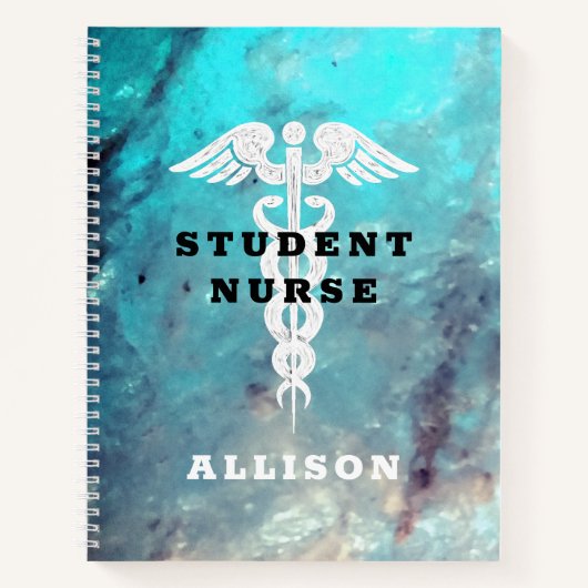 Carnet Infirmière étudiante Médicale Caduceus Turquoise P (Devant)