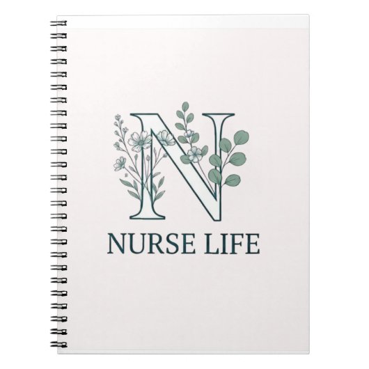 Carnet Infirmière Florale Vie Monogramme N (Devant)
