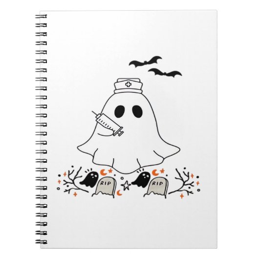 Carnet Infirmière Ghost mignonne Halloween Design T-shirt (Devant)