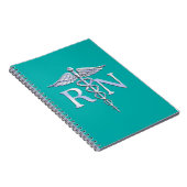 Carnet Infirmière inscrite RN Stylish Caduceus sur Turquo (Côté Droit)